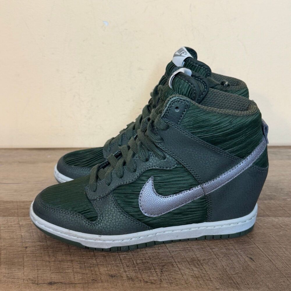 Nike Dunk Sky Hi Hidden Wedge Women's 7 Carbon Green Silver High Sneaker shoes